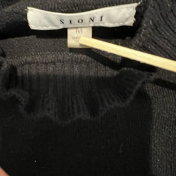 Sioni Leopard Lace Mesh Long Sleeve Ruffle Mock Neck Sweater Top Size Medium - Picture 7 of 8